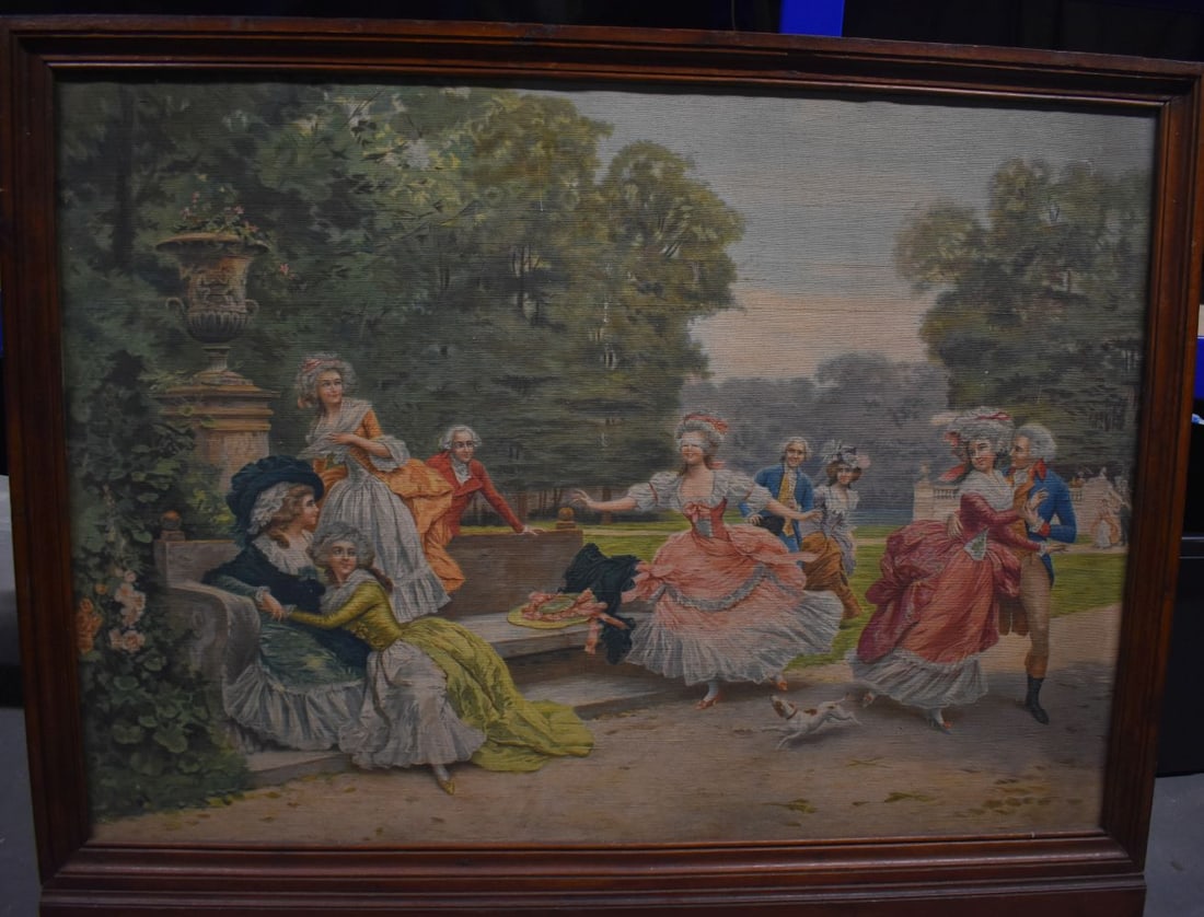 A LARGE ANTIQUE TAPESTRY. 124 cm x 98 cm. (1 of 7)