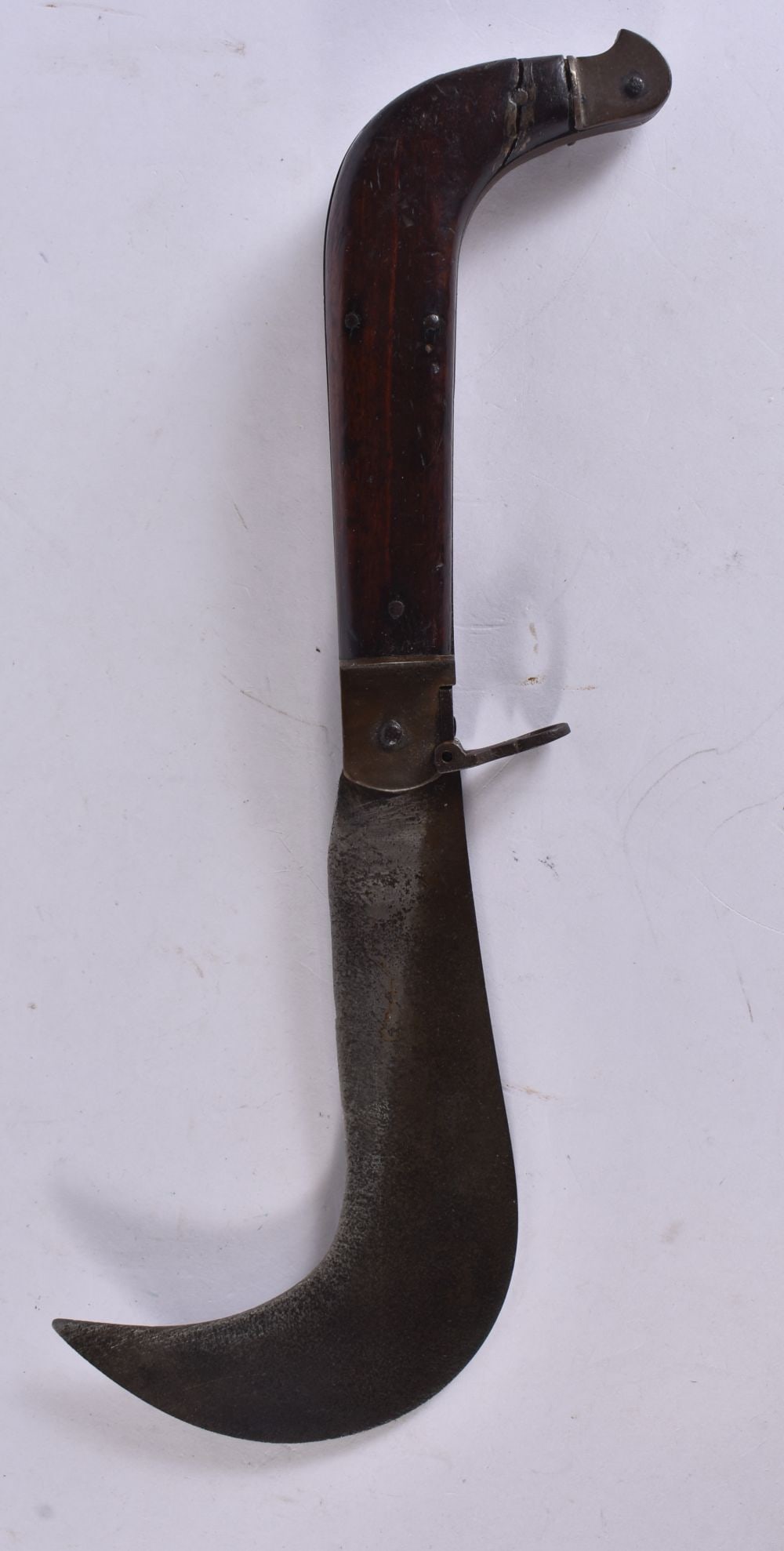 AN ITALIAN FRUITWOOD AND STEEL KNIFE. 28 cm wide. We are UNABLE to offer in-House shipping on this (1 of 4)