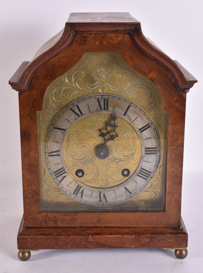 A WEBSTER MANTEL CLOCK. 27 cm x 15 cm. (1 of 7)