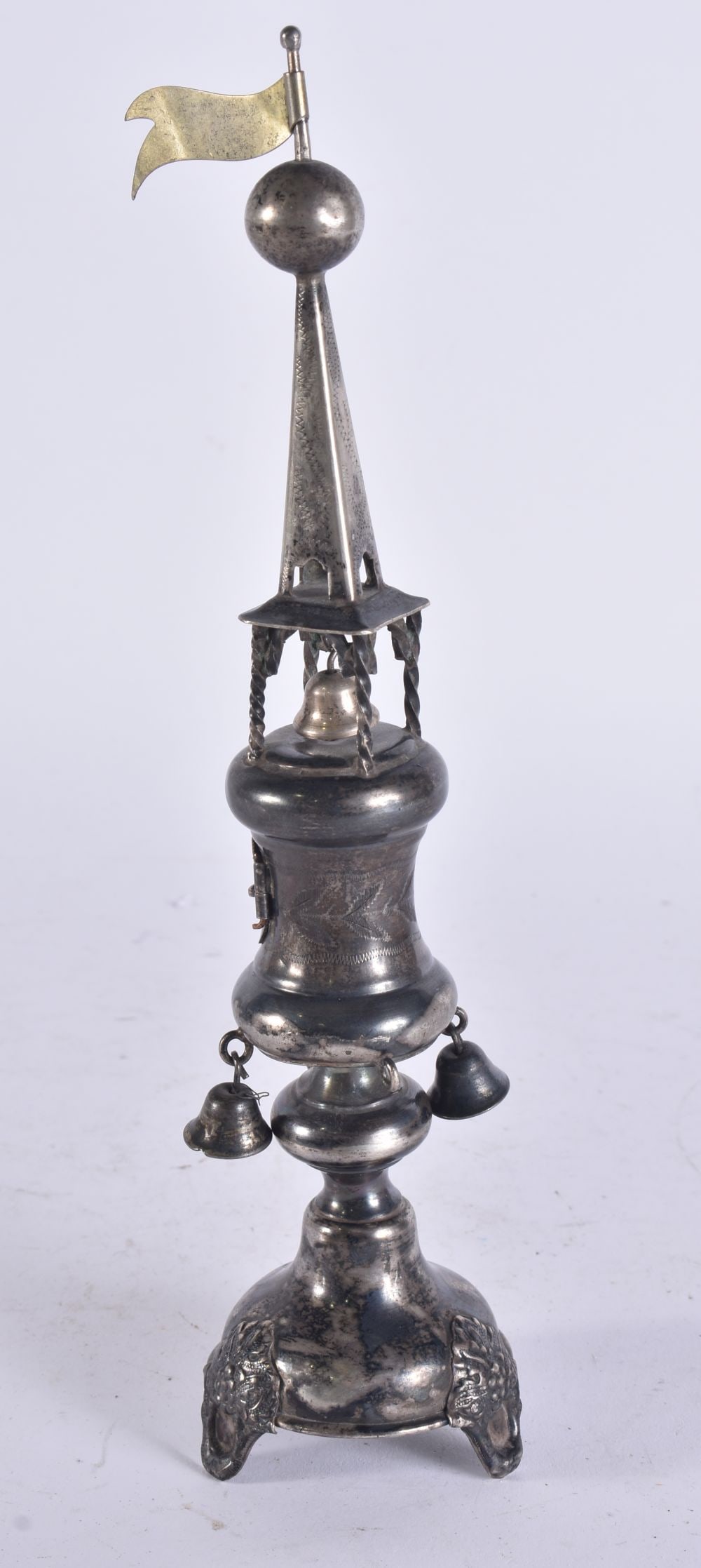 AN ANTIQUE RUSSIAN SILVER SPICE TOWER. 126 grams. 26 cm high. (1 of 5)