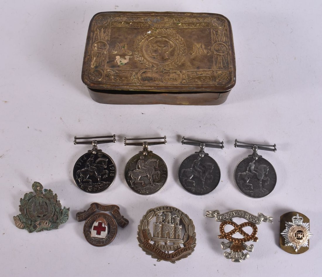 A WW1 MILITARY CHRISTMAS TIN etc. (qty) (1 of 6)