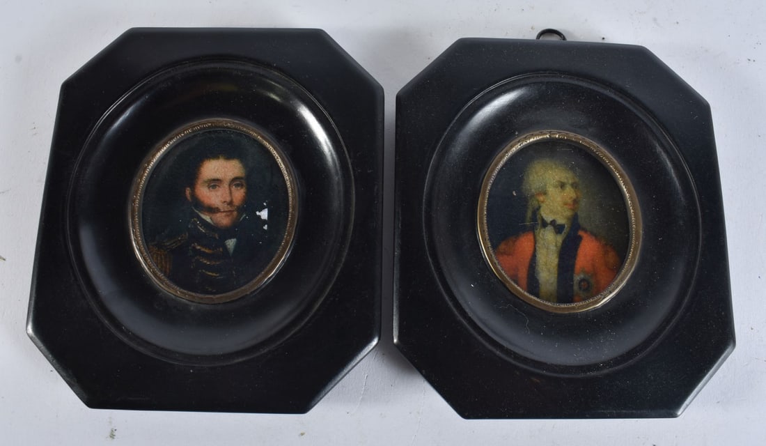 A PAIR OF PORTRAIT MINIATURES. 12 cm x 12 cm. (1 of 4)