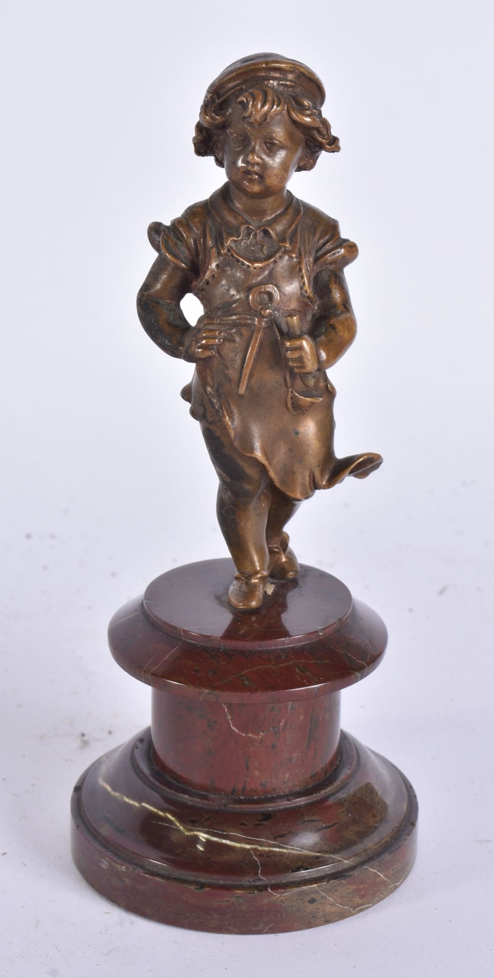 AN ANTIQUE EUROPEAN BRONZE FIGURE OF A YOUNG GIRL. 16 cm high.: AN ANTIQUE EUROPEAN BRONZE FIGURE OF A YOUNG GIRL. 16 cm high.