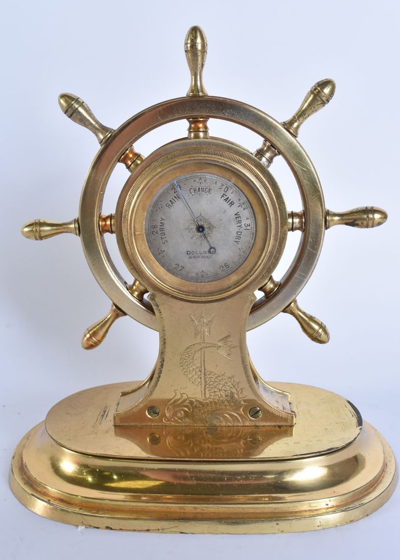 AN ANTIQUE DOLLAND OF LONDON SHIPS BAROMETER. 17 cm x 12 cm. (1 of 4)