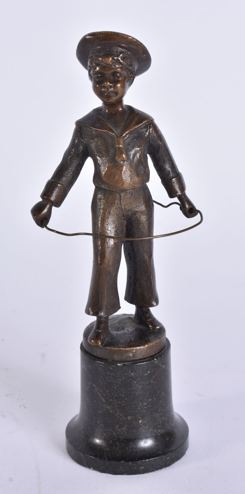 AN ANTIQUE BRONZE FIGURE OF A SAILOR. 13.5 cm high. (1 of 5)