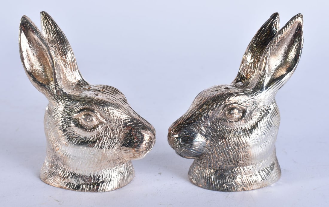 A SILVER PLATED HARE CONDIMENTS. 8.5 cm high. (1 of 5)