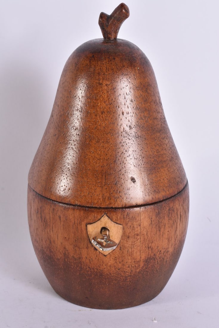 A FRUITWOOD TEA CADDY. 18 cm high. (1 of 4)