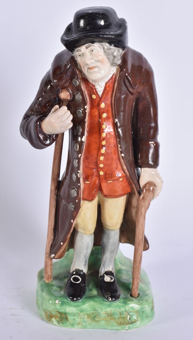 AN ANTIQUE PEARLWARE FIGURE. 19 cm high. (1 of 5)