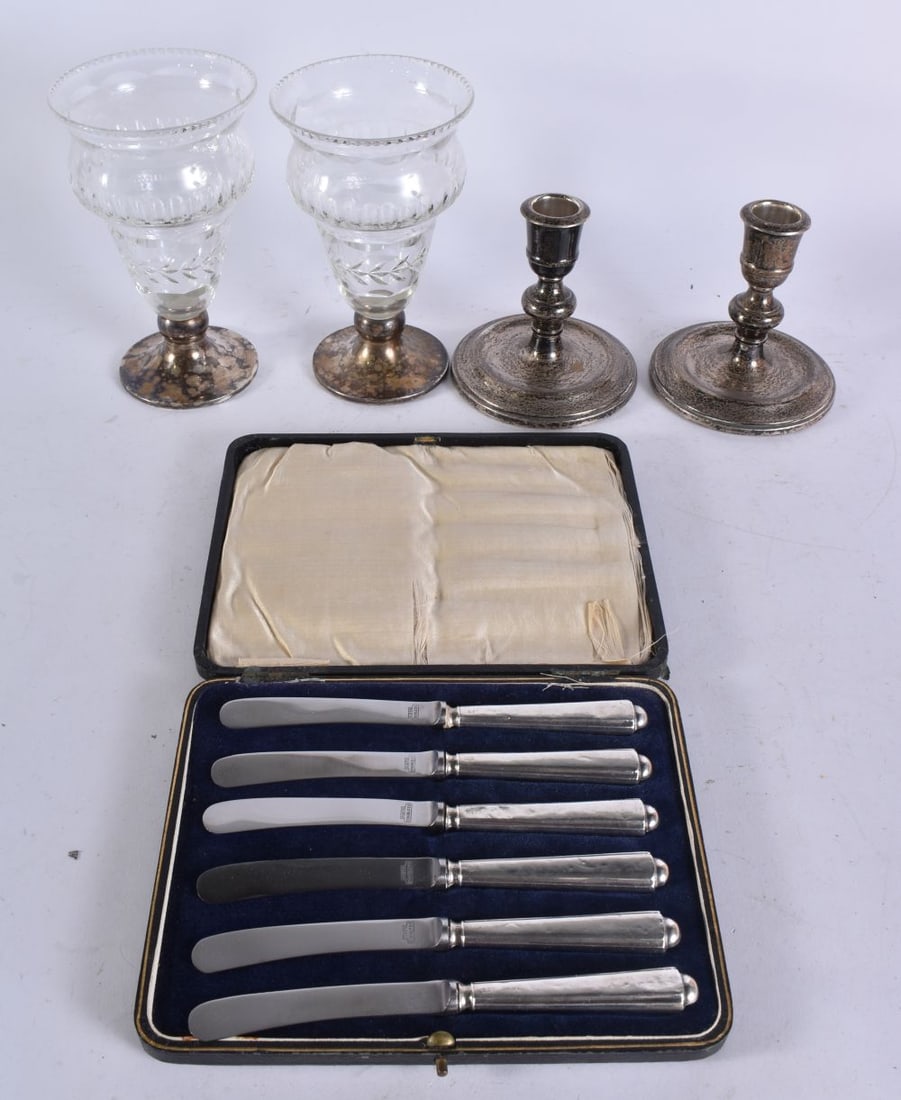 ASSORTED SILVER MOUNTED OR WEIGHT WARES. 1344 grams overall. (qty) (1 of 6)