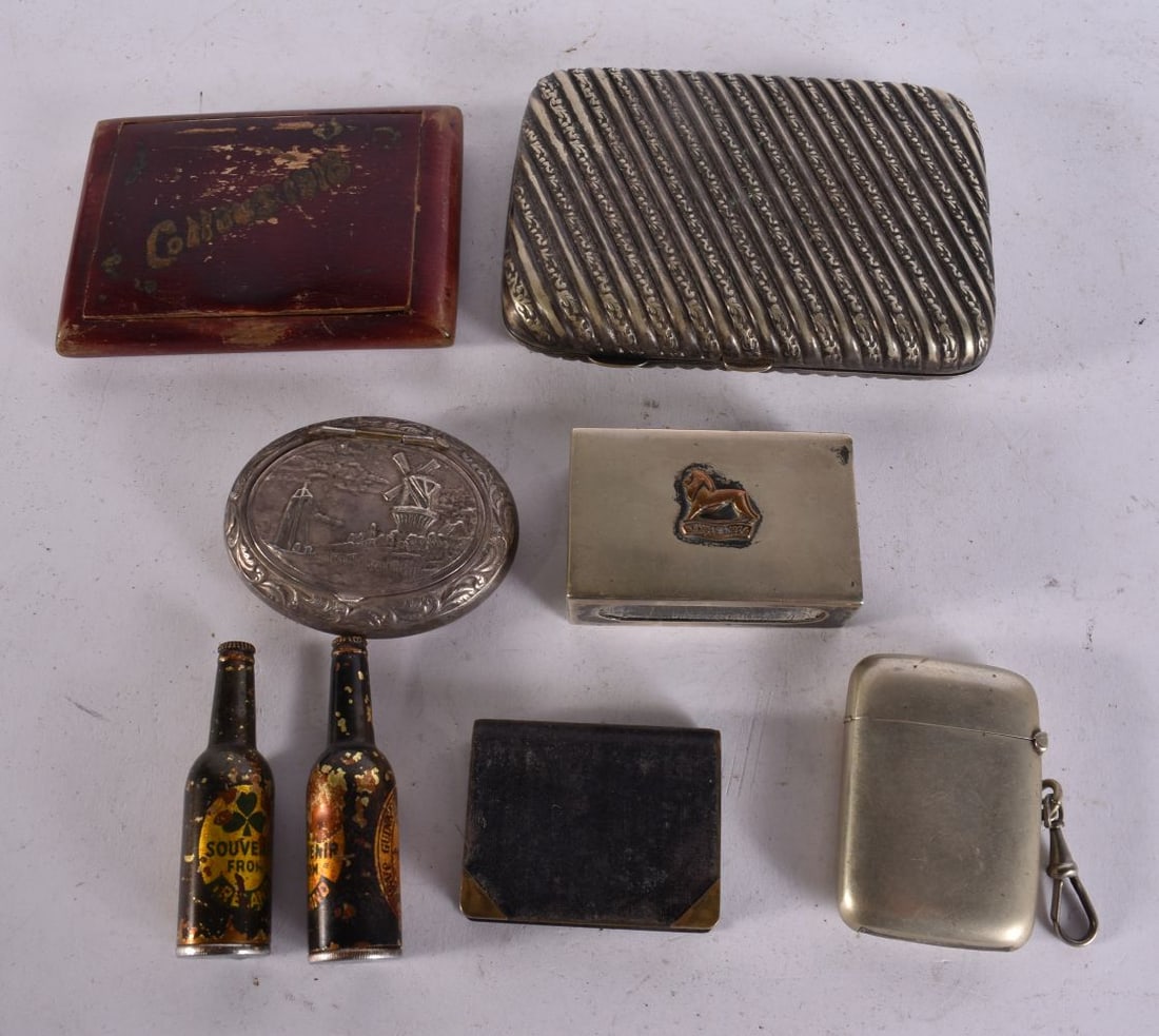 Antique Tobacciana Collectables Vintage Vesta Snuff Box Etc. (qty): Antique Tobacciana Collectables Vintage Vesta Snuff Box Etc. (qty)