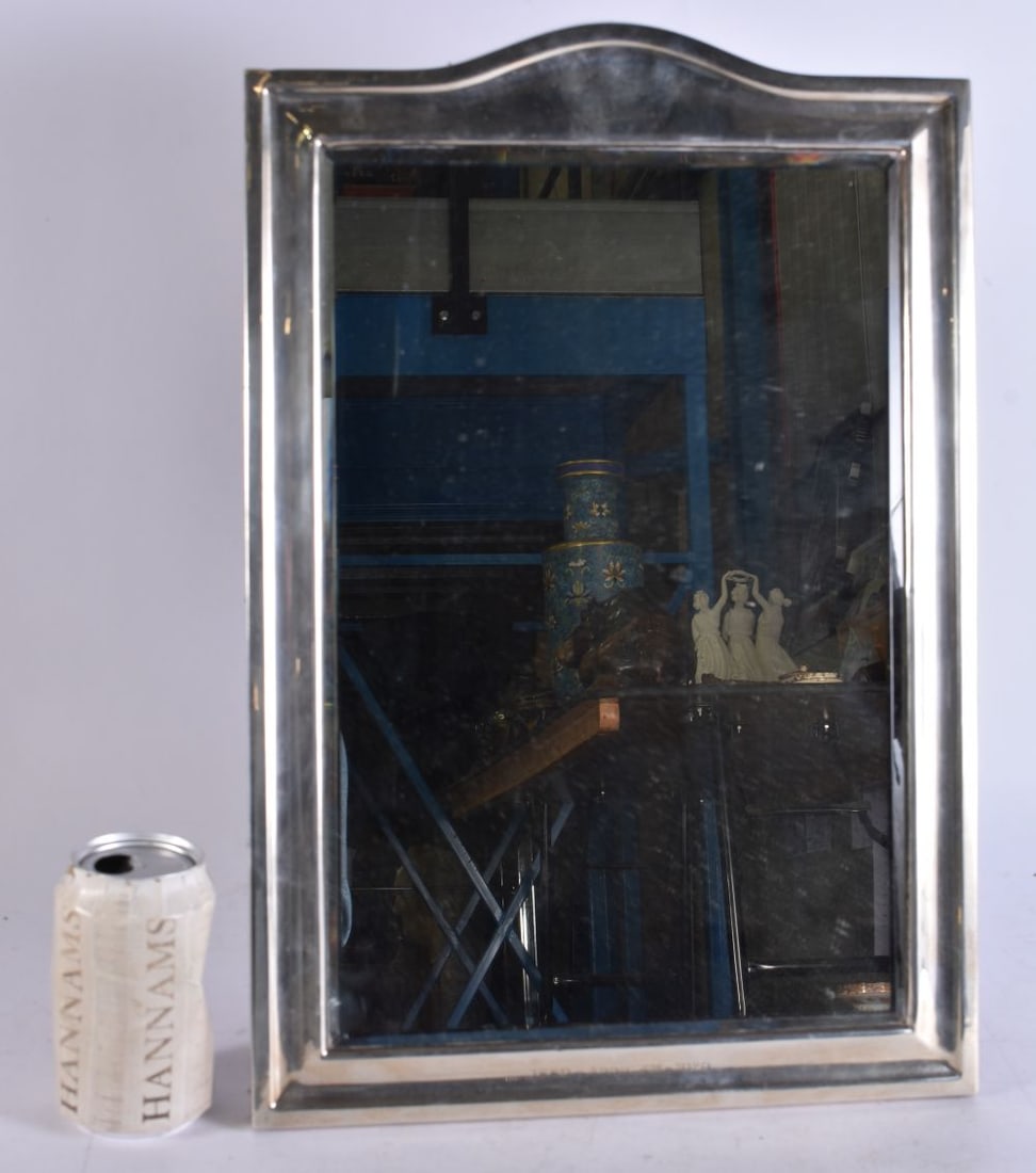 A LARGE ANTIQUE SILVER MIRROR. 45 cm x 28 cm. (1 of 4)