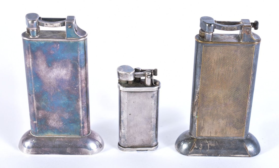 THREE DUNHILL LIFT ARM LIGHTERS. Largest 8.5 cm high. (3) (1 of 3)
