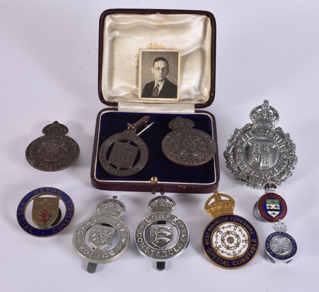 Kings Crown Police Cap Badges + Pins Pre 53 Inc Boxed Devon, Special Constable. (qty) (1 of 2)