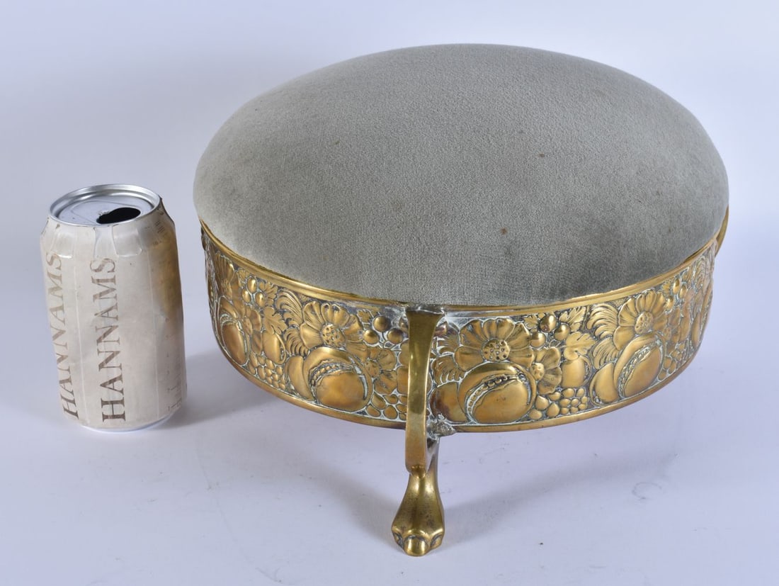 A LARGE VICTORIAN ART NOUVEAU BRASS PIN CUSHION. 29 cm wide.: A LARGE VICTORIAN ART NOUVEAU BRASS PIN CUSHION. 29 cm wide.