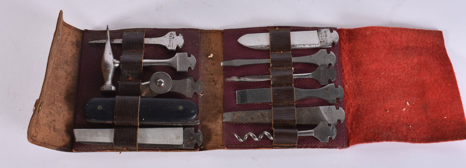 AN UNUSUAL FIELD TOOL KIT. 12 cm x 10 cm. (1 of 2)
