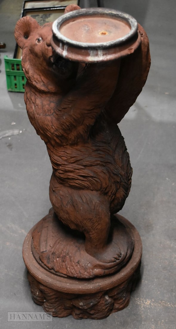 A Withnell Brick & Terracotta Co. (Lancashire) "Black Forest" bear, modelled in standing pose with f (1 of 3)