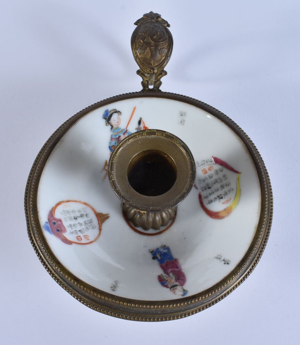 A RARE EARLY 20TH CENTURY CHINESE WU SHANG PU PORCELAIN CHAMBERSTICK Late Qing. 14 cm wide. (1 of 7)