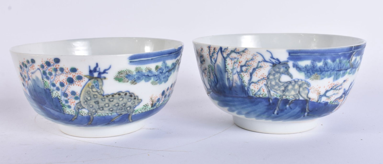 A PAIR OF LATE 19TH CENTURY CHINESE DOUCAI PORCELAIN BOWLS bearing Qianlong marks to base. 12.5 cm w (1 of 6)