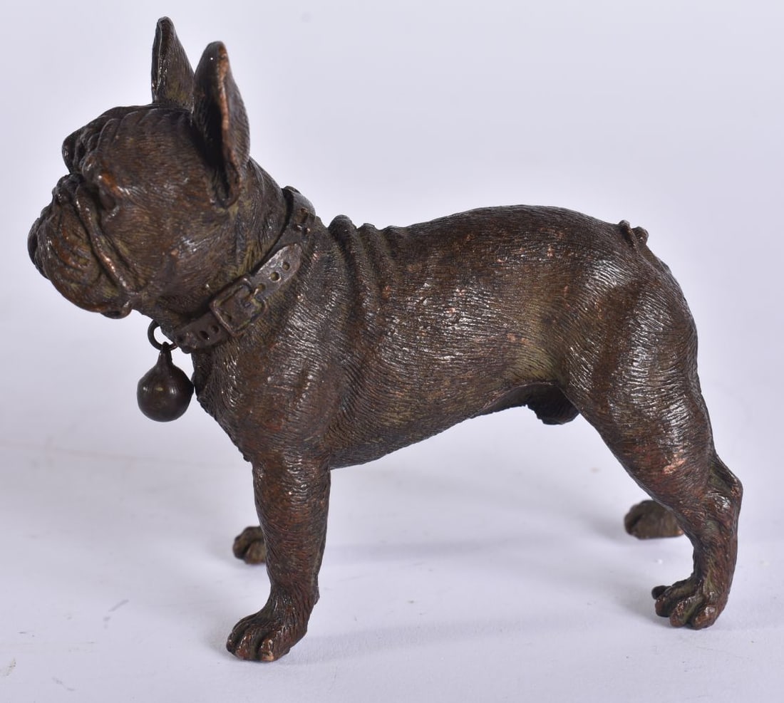 A JAPANESE BRONZE BULLDOG. 6.5 cm x 4 cm. (1 of 5)