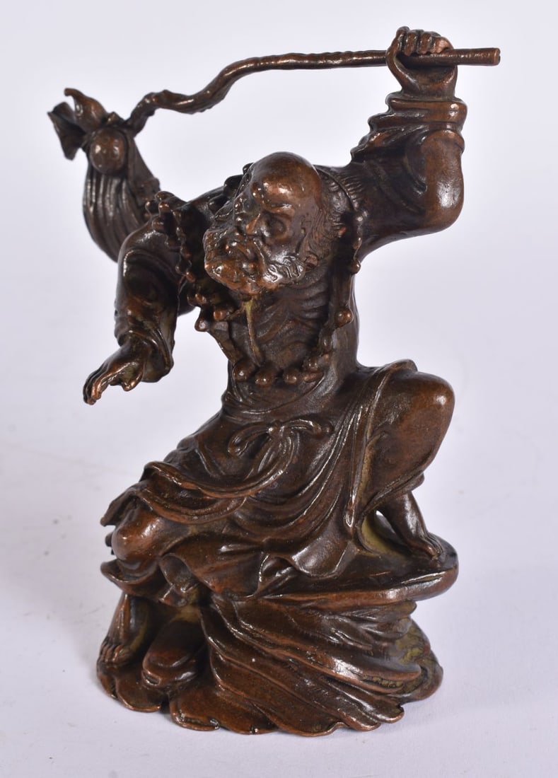 A JAPANESE BRONZE MALE OKIMONO. 12 cm x 8 cm. (1 of 4)