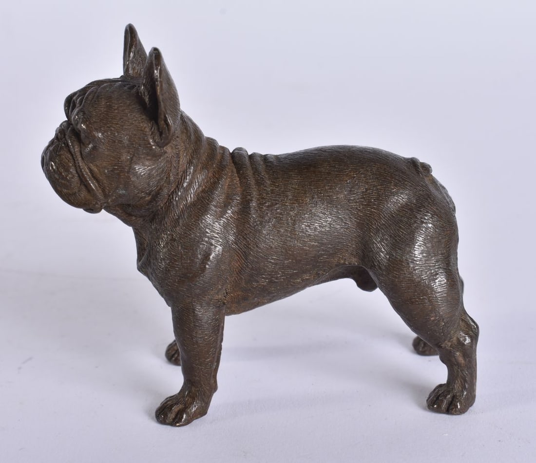 A JAPANESE BRONZE BULLDOG. 6.5 cm x 4 cm. (1 of 5)