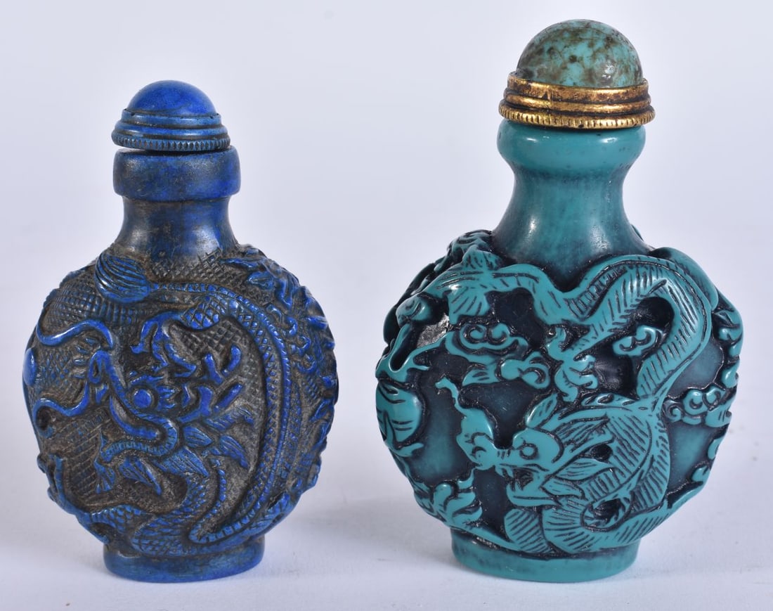 TWO CHINESE SNUFF BOTTLES. 8 cm high. (2) (1 of 5)
