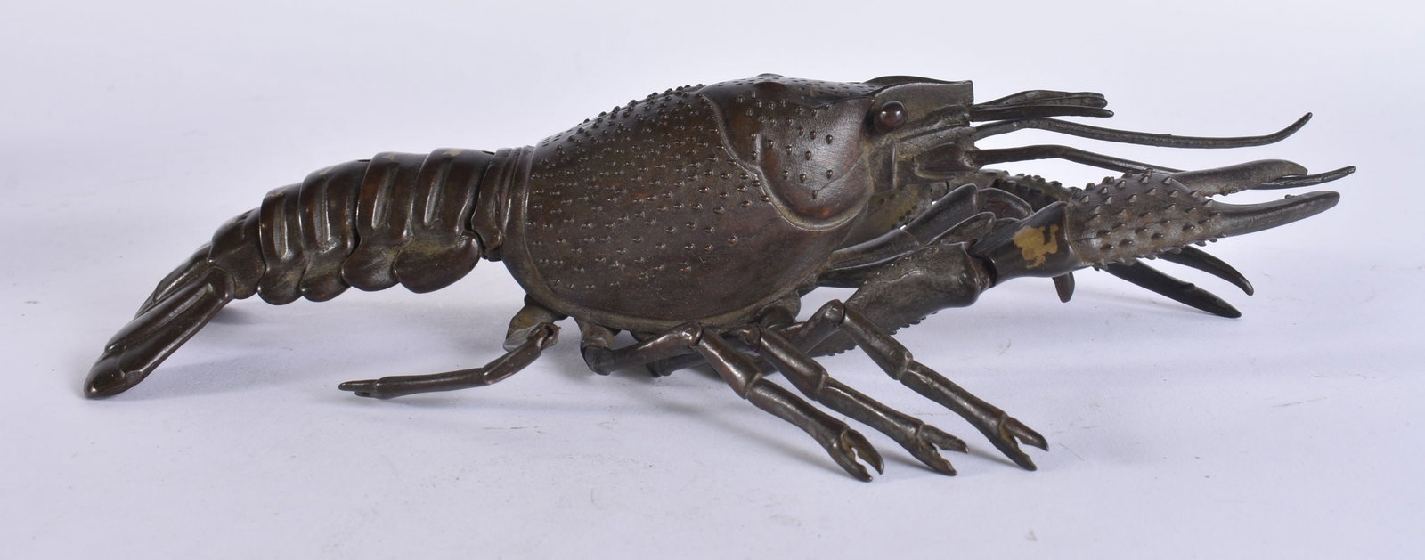 A JAPANESE BRONZE ARTICULATED LOBSTER. 22 cm wide. (1 of 4)