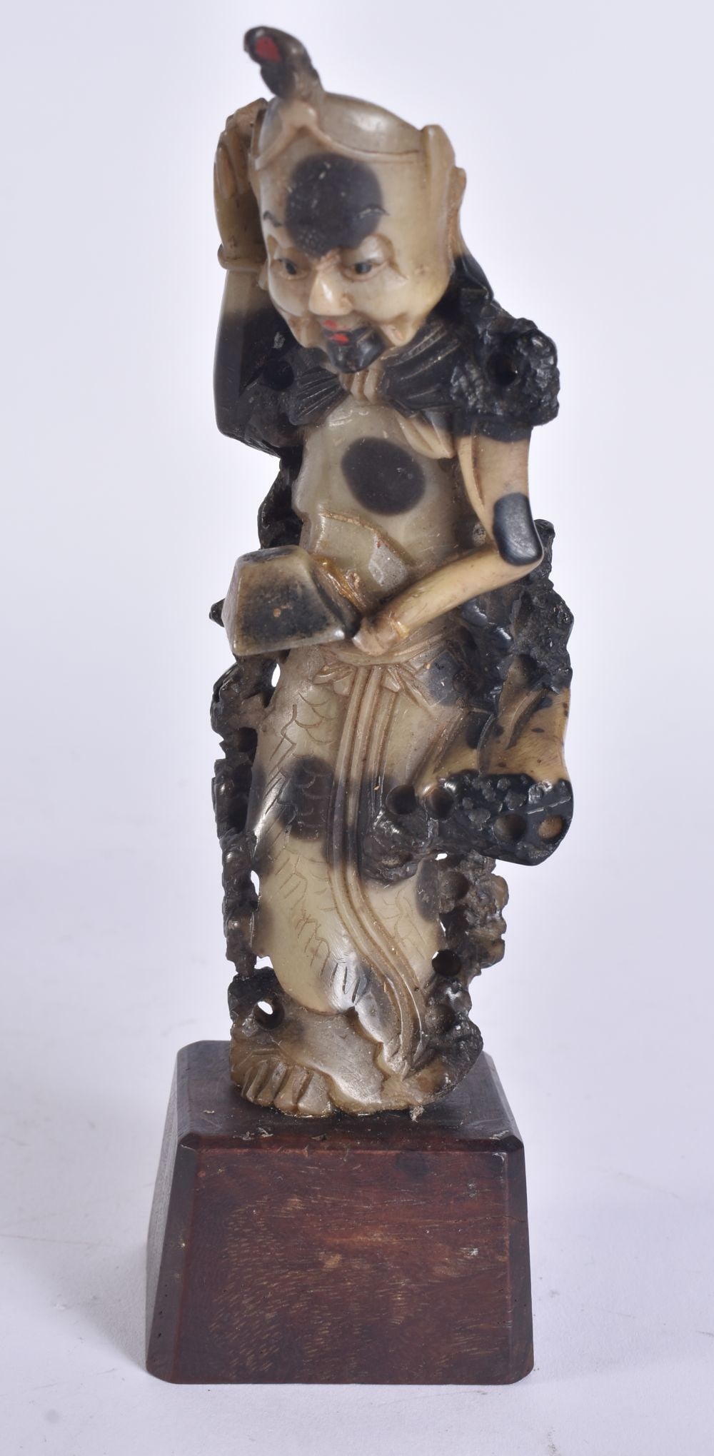 A 19TH CENTURY CHINESE CARVED SOAPSTONE FIGURE Late Qing. 15 cm high. (1 of 4)