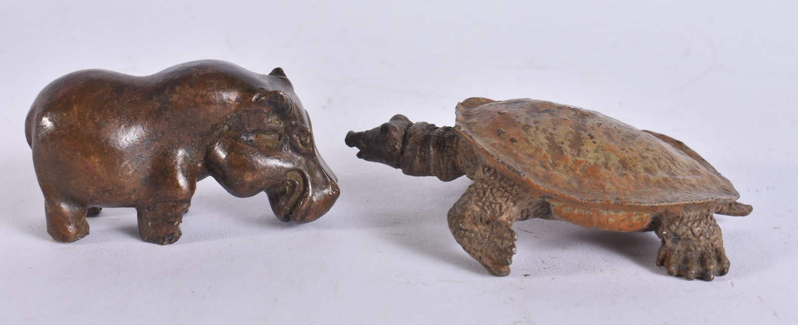 TWO JAPANESE BRONZE ANIMALS. 6 cm wide. (2) (1 of 3)
