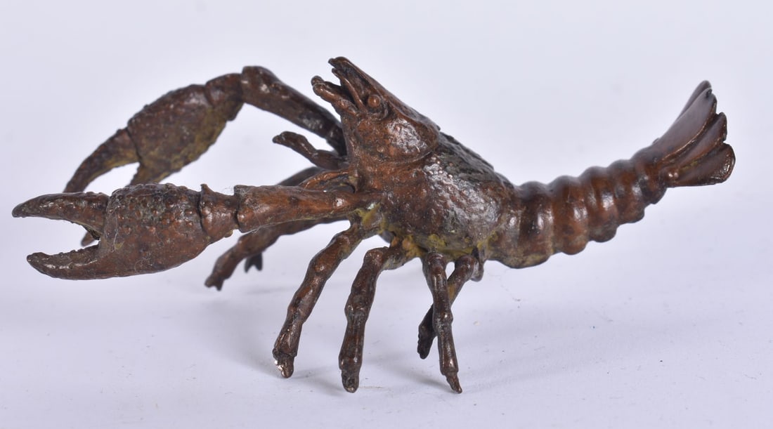 A JAPANESE BRONZE CRAYFISH. 9.5 cm wide. (1 of 3)