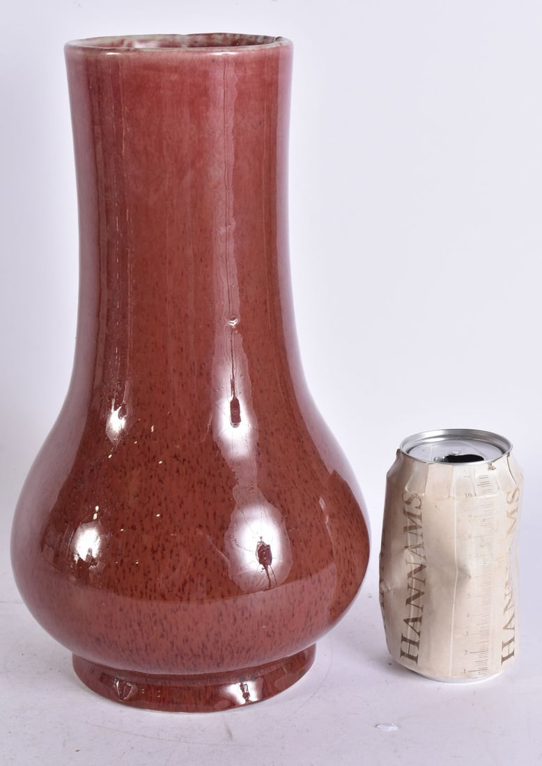 A LATE 19TH CENTURY CHINESE SANG DU BOEUF FLAMBE GLAZED VASE Late Qing. 30 cm high. (1 of 6)