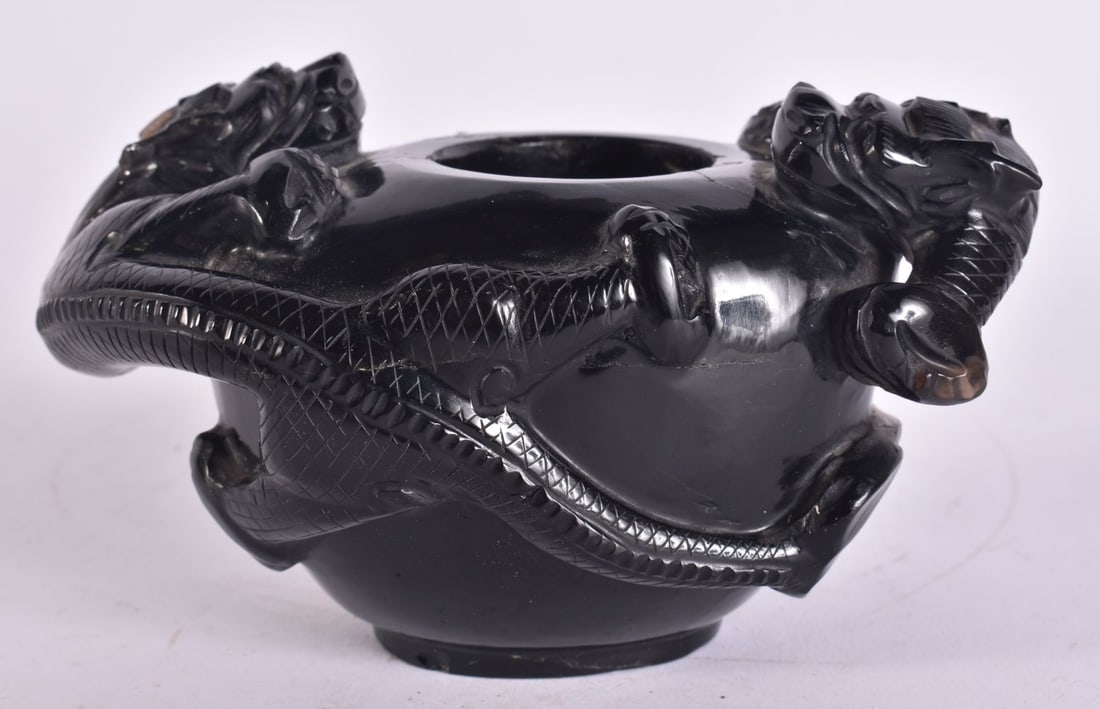A 19TH CENTURY CHINESE CARVED STONE BRUSH WASHER Qing. 13 cm x 9.5 cm. (1 of 4)