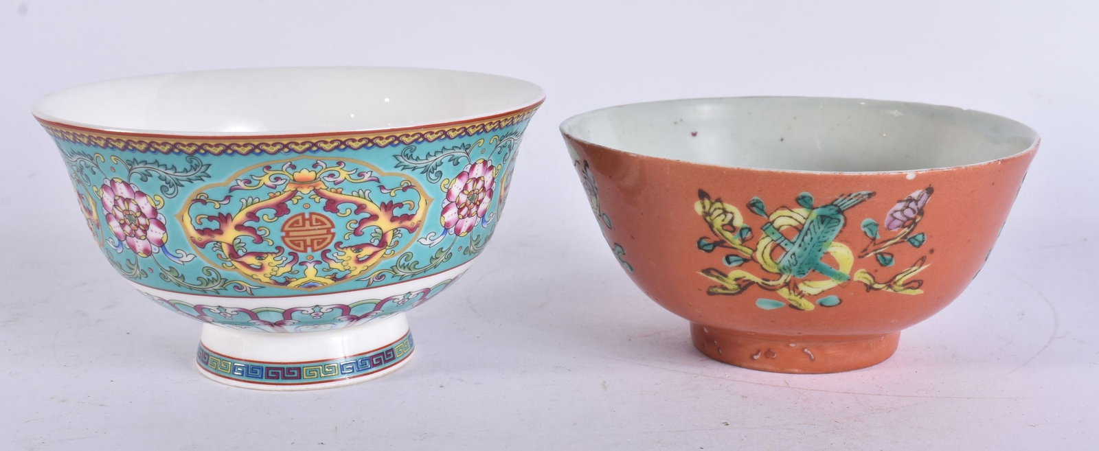 TWO CHINESE PORCELAIN BOWLS. 12 cm wide. (2) (1 of 4)