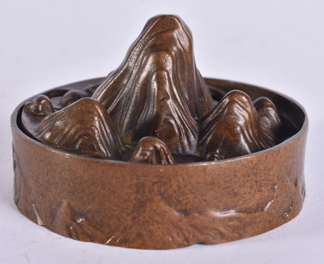 A CHINESE BRONZE CENSER AND COVER. 7 cm wide. (1 of 3)