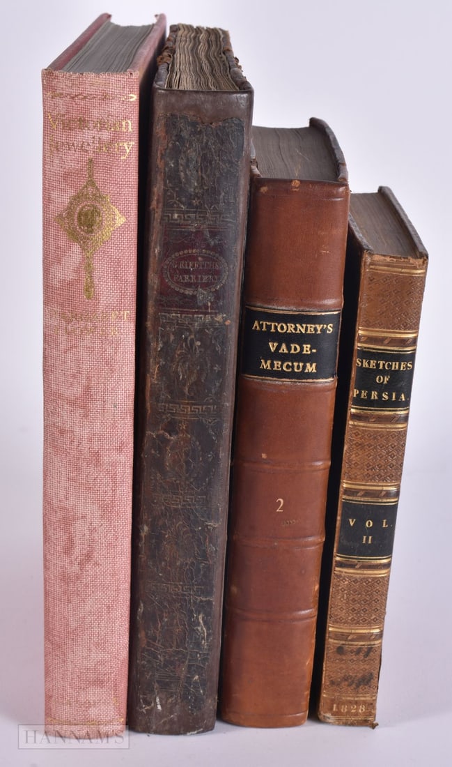 THREE ANTIQUE LEATHER BOUND BOOKS Farriary etc & another. (4) (1 of 5)