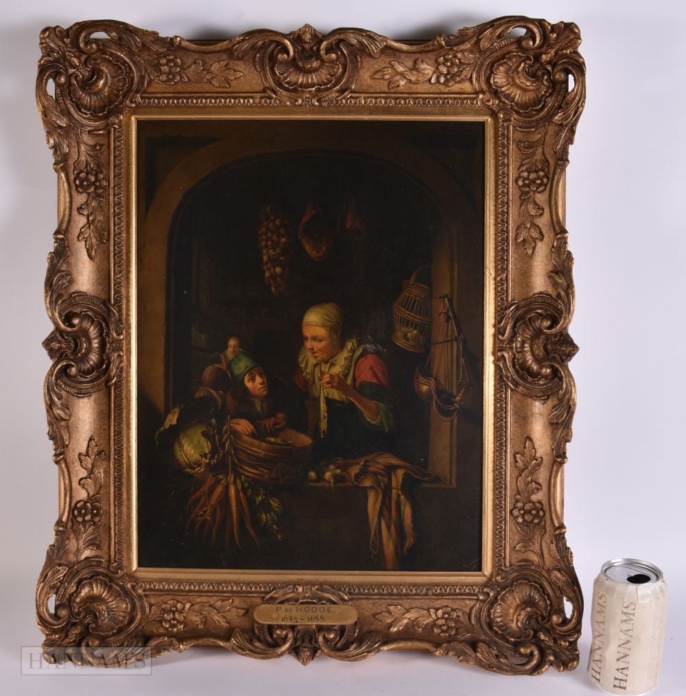 Attributed to Pieter De Hooce (1643-1688) Oil on canvas, Interior scene. 60 cm x 50 cm, image 44 cm (1 of 7)