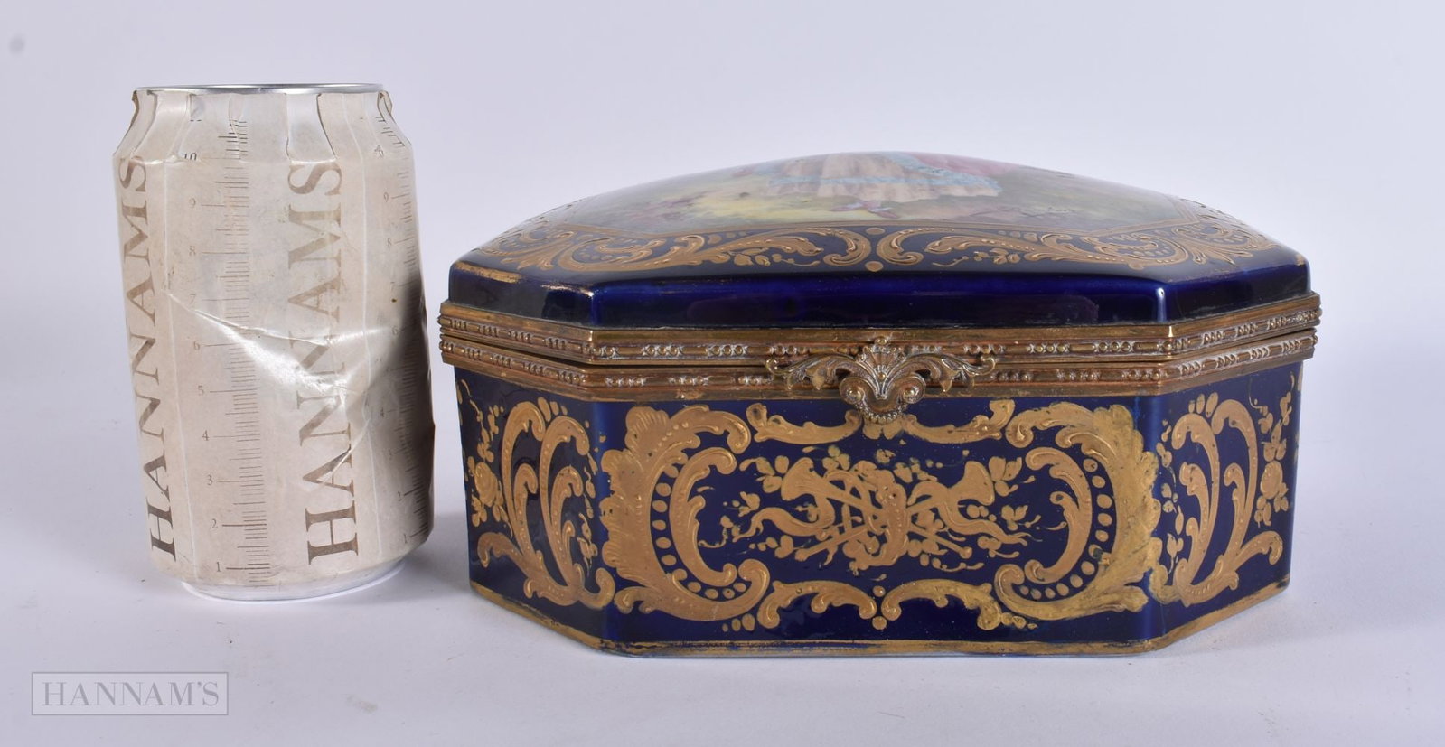 AN EARLY 20TH CENTURY FRENCH SEVRES PORCELAIN BOX painted with a female in a landscape. 18.5 cm squa (1 of 7)