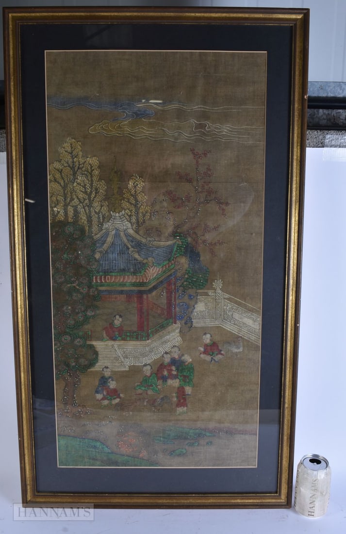 Chinese School (17th/18th Century) Watercolour, Children playing. 98 cm x 54 cm, image 78 cmx. 38 cm (1 of 7)