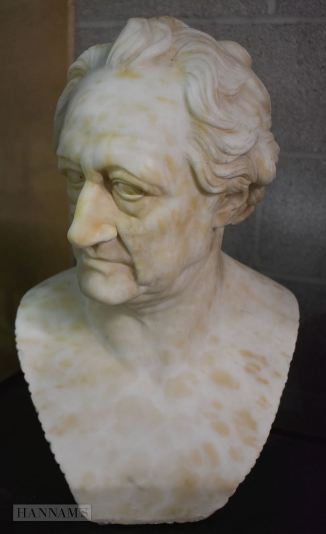 A LARGE VICTORIAN CARVED MARBLE BUST OF A MALE. 56 cm x 28 cm. (1 of 5)