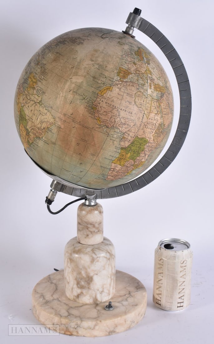 AN UNUSUAL HUNGARIAN FOLDGOMB DR TAKACS JOZSEF GLASS GLOBE. 48 cm x 22 cm. (1 of 7)