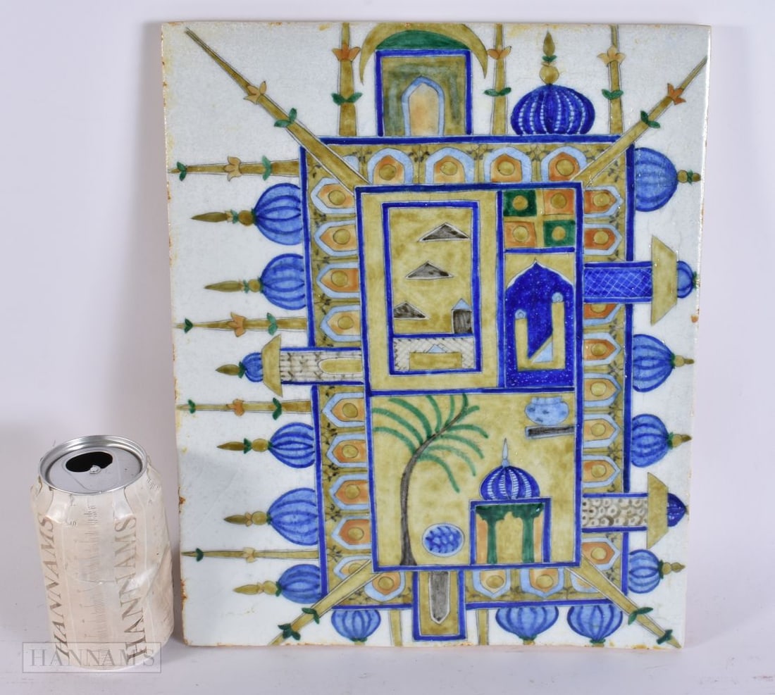 A TURKISH ISLAMIC POTTERY MOSQUE TILE. 33 cm x 26 m.: A TURKISH ISLAMIC POTTERY MOSQUE TILE. 33 cm x 26 m.