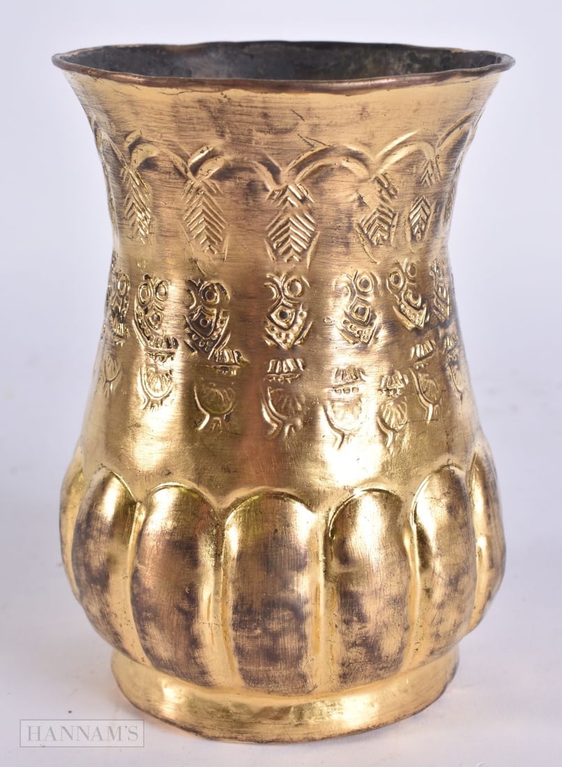 AN OTTOMAN GILDED TOMBAK WINE CUP. 12 cm high. (1 of 4)