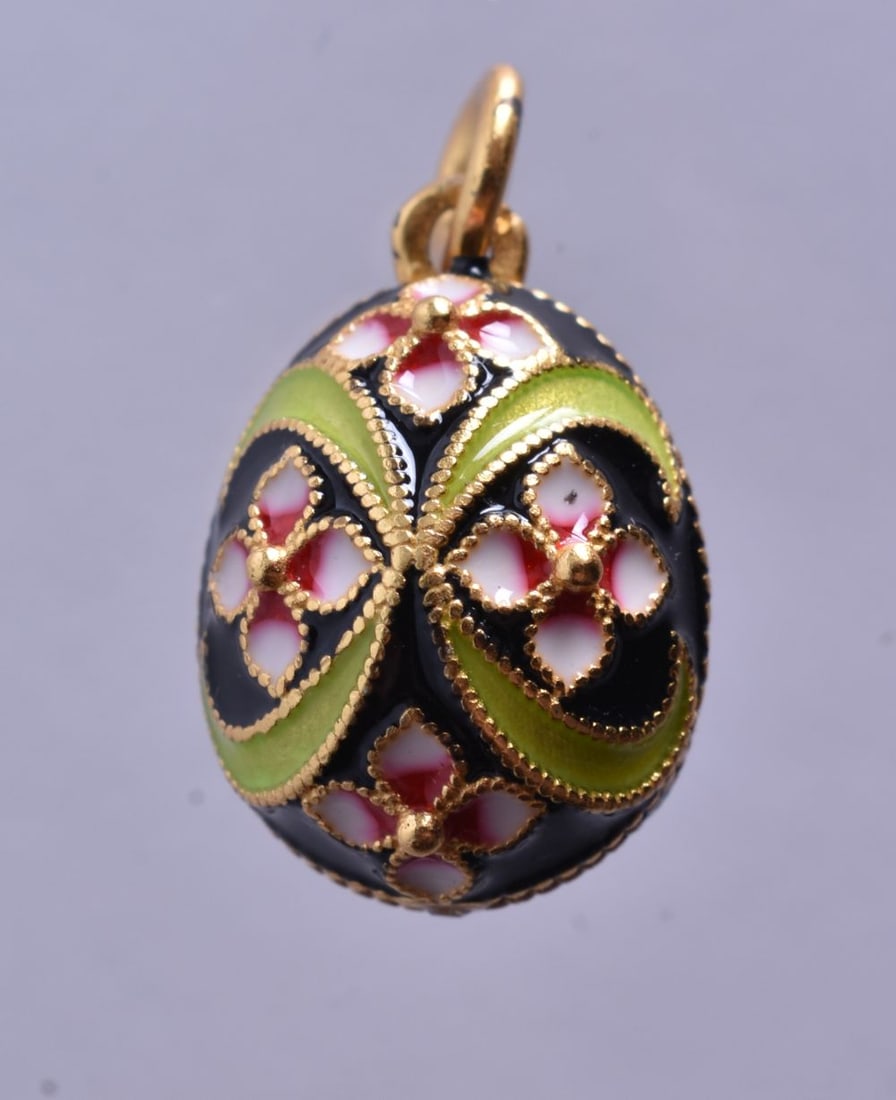 A Silver Gilt and Enamel Pendant. Bail Stamped 84. 2.4cm x 1.4cm, weight 6.6g (1 of 3)