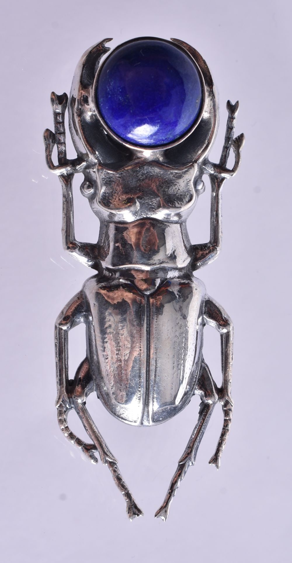 A Silver and Hardstone Beetle Brooch. Stamped Sterling. 5.7cm x 2.1cm x 0.9cm, weight 13.2g (1 of 2)