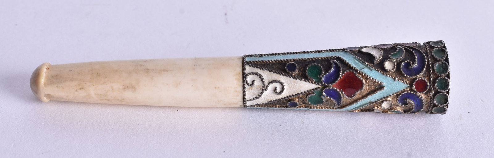 An Enamelled Cigarette Holder. 8.3cm x 1.4cm (1 of 4)