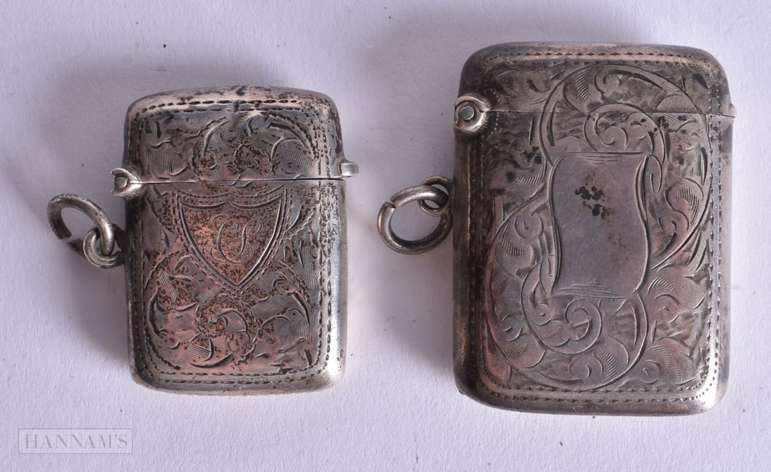 Two Silver Vesta Cases. incl Birmingham 1906. Largest 406cm x 3.4cm x 1.1cm, total 39.7g (2) (1 of 3)