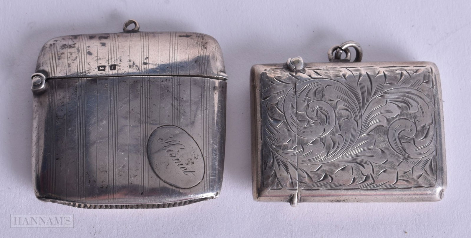 Two Silver Vesta Cases. incl Birmingham 1916. Largest 4.2cm x 4.4cm x 0.9cm, total 38.5g (2) (1 of 3)