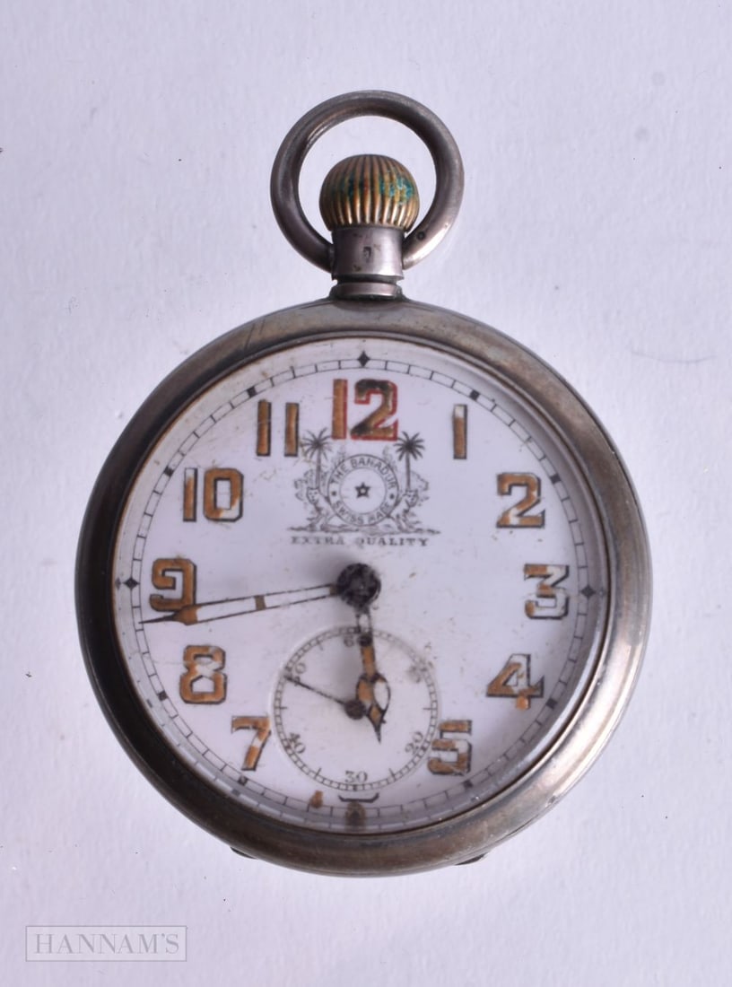 A Silver Cased Open Face Military Pocket Watch. Stamped 935. Working, 4.3cm diameter, weight 54.3g (1 of 6)