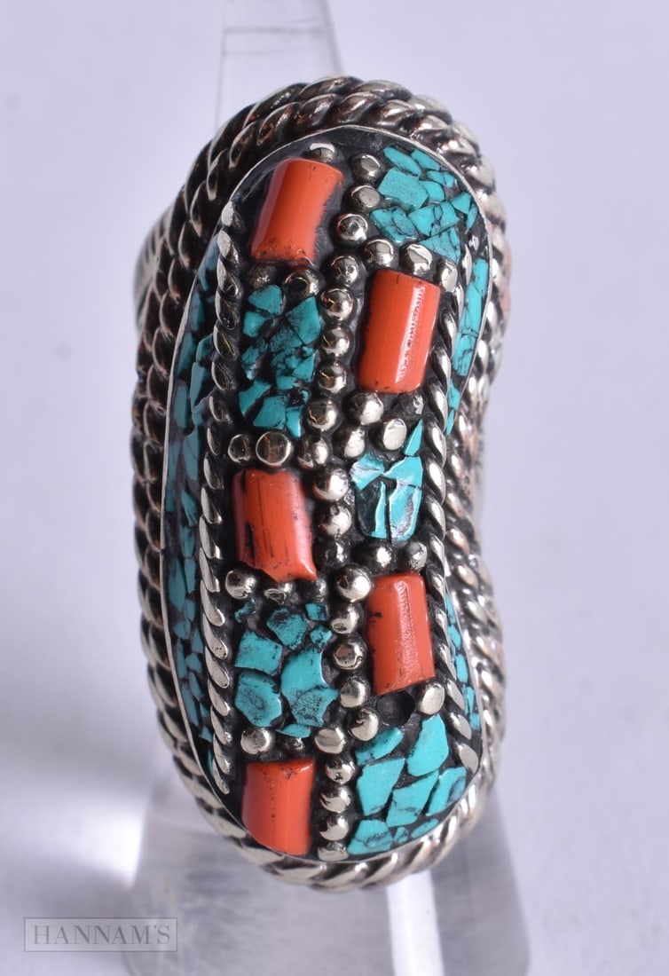 A Tibetan Style Ring. Size N, weight 41.9g (1 of 4)