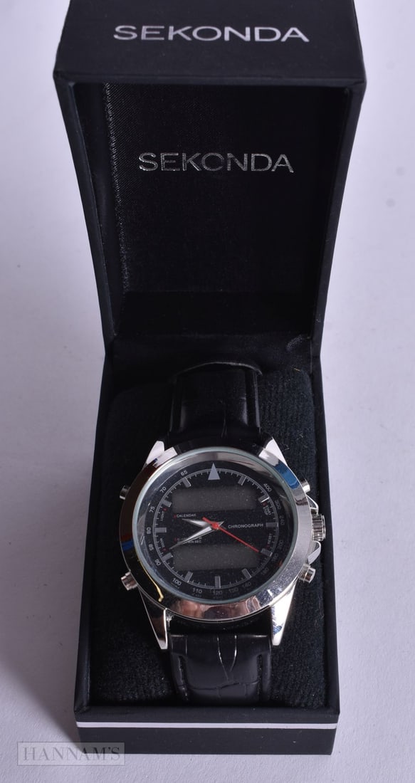 A Boxed Sekonda Retro Style Analog-Digital Men's Alarm Chronograph Watch. Needs Battery, Watch wor (1 of 3)